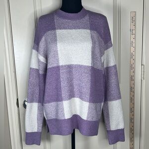 Christian Suriano Purple and White Plaid Women's Sweater